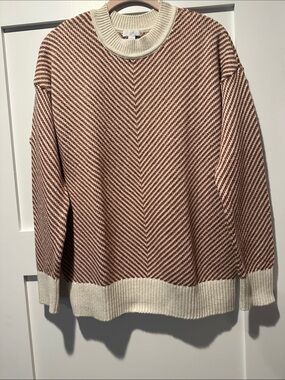 J. Jill Chevron Knit Crewneck in Rust and Cream, Size S